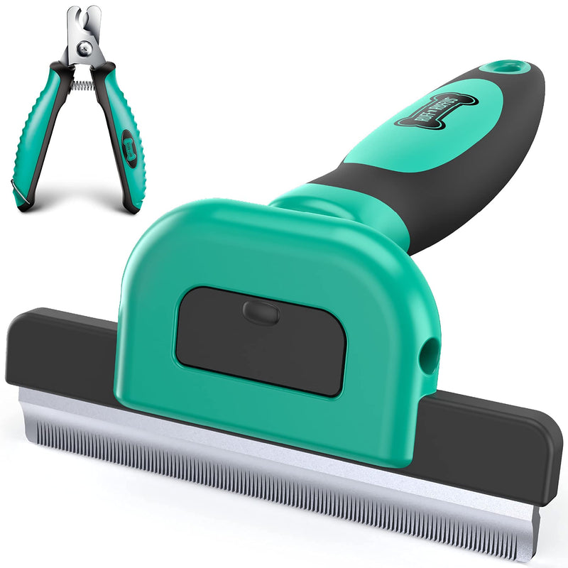 Ruff 'n Ruffus Deshedding Brush + Free Bonus Nail Clippers | Reduces Shedding by up to 95% | Pet Brush for All Breeds | Shedding Brush for Cats and Dogs | Non-Slip Grip with Detachable Head Design - PawsPlanet Australia
