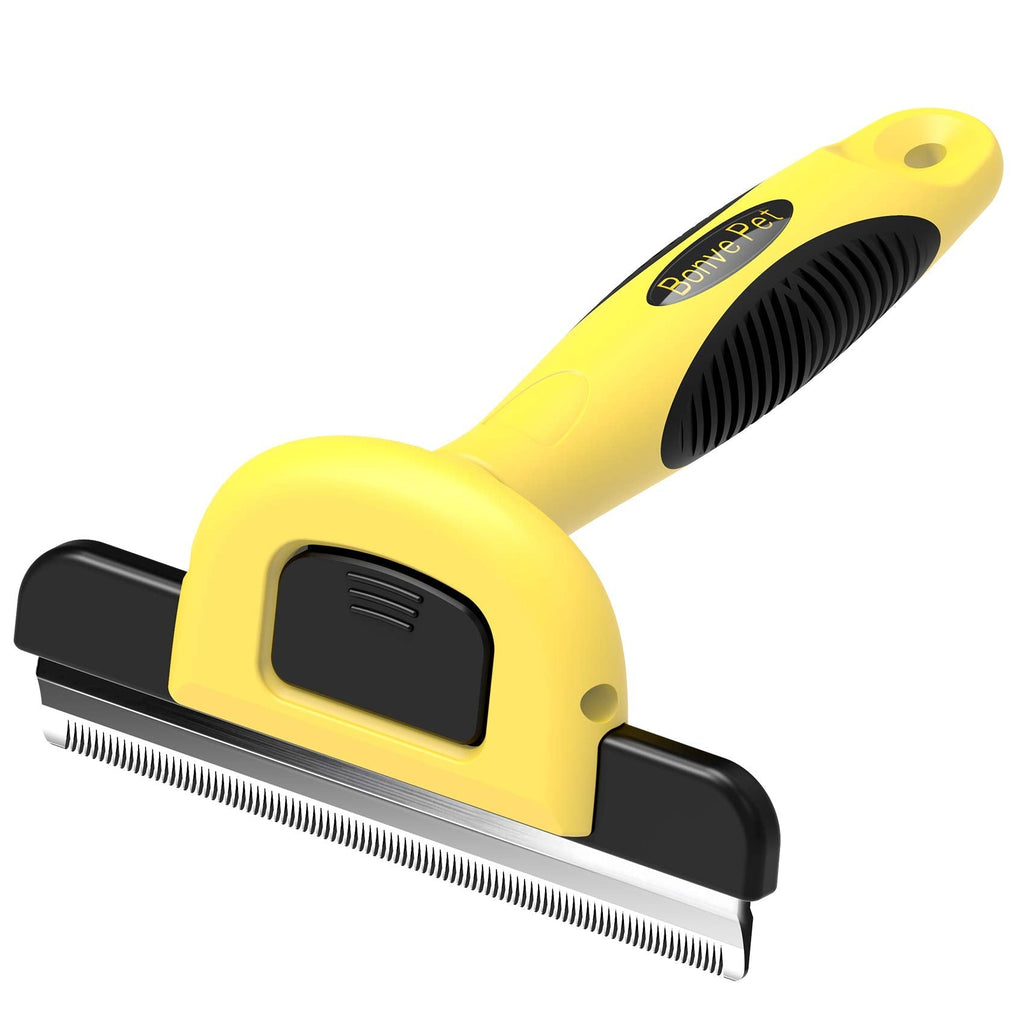 Bonve Pet Deshedding Tool, Pet Grooming Brush for Dogs & Cats Effectively Reduces Shedding by Up to 95%, Dramatically Reduces Shedding in Minutes Guaranteed Yellow - PawsPlanet Australia