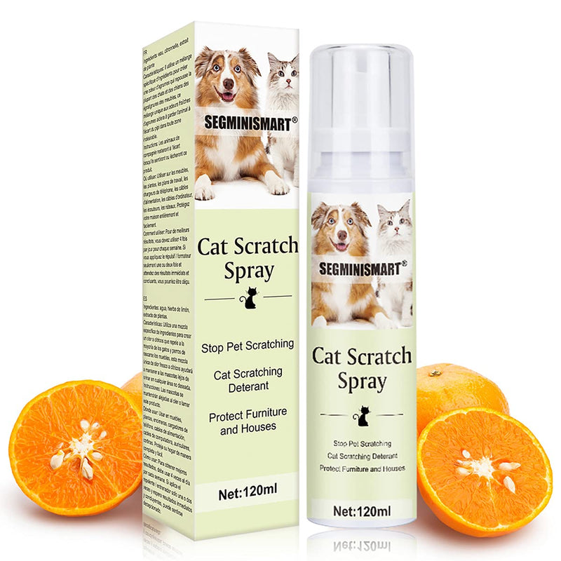 SEGMINISMART Cat Scratch Deterrent Spray, Anti-Scratch Spray,Cat Training Spray,Anti Cat Scratching Deterrent Spray,Suitable for Plants, Furniture, Floors, Protect Your Home 120ML-Orange - PawsPlanet Australia