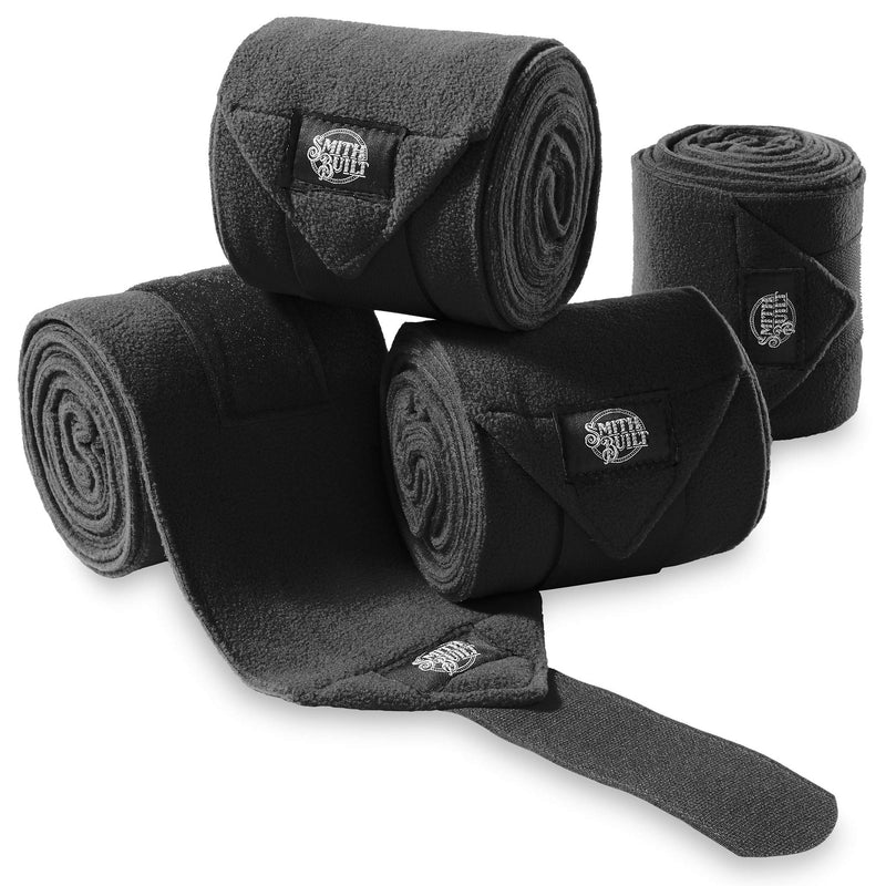 SmithBuilt Equine Fleece Polo Wraps (Set of 4) - Horse Leg Bandages Black - PawsPlanet Australia