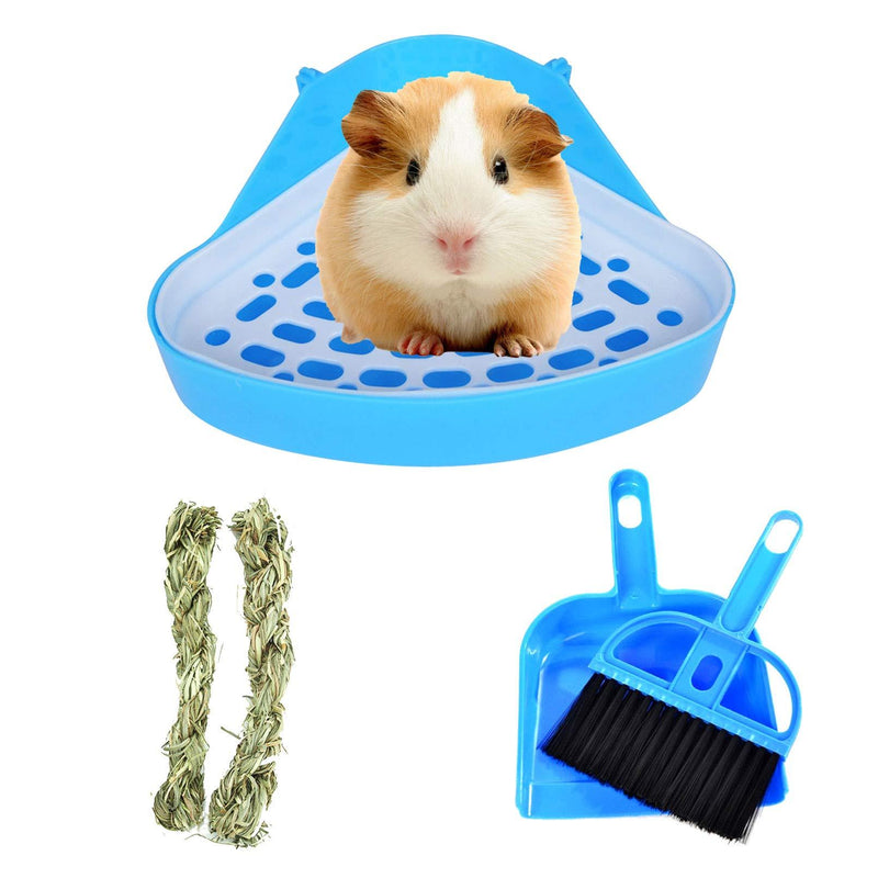 kathson Triangle Potty Trainer Corner Bunny Toilet Guinea Pig Litter Bedding Plastic Box Pet Pan for Rabbit Chinchilla Hamster Ferret Small Animal Blue - PawsPlanet Australia