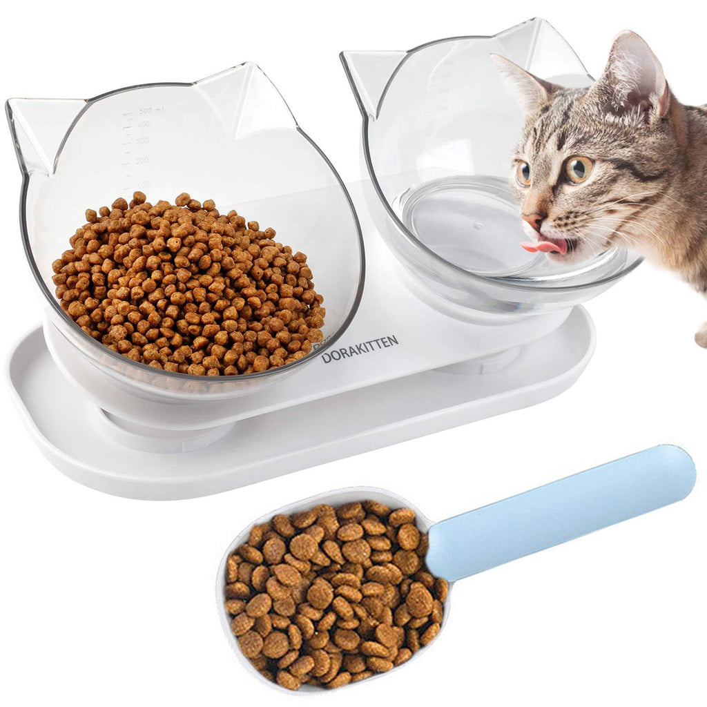 Dorakitten Cat Food Bowls Double Raised Cat Feeding Bowl Double Kitten Dishes Kitty Water Feeder Raised with Stand for Cats & Small Dogs Multicolor - PawsPlanet Australia