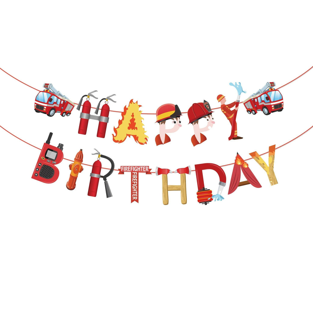 Firemen Happy Birthday Banner, Firetruck Happy Birthday Banner Sign Fire Truck Fire extinguisher Firemen Party Decorations for Fire Engine Rescue Theme Party - PawsPlanet Australia