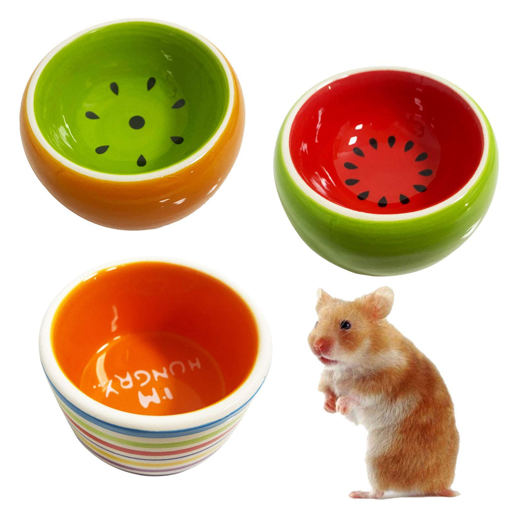 kathson Hamster Bowl Ceramic Small Animal Water Bowl Prevent Tipping Moving and Chewing Food Dish for Guinea Pig Gerbil Ferret Syrian Hamster Chinchilla Rat Hedgehog Bunny (3 Pcs) - PawsPlanet Australia