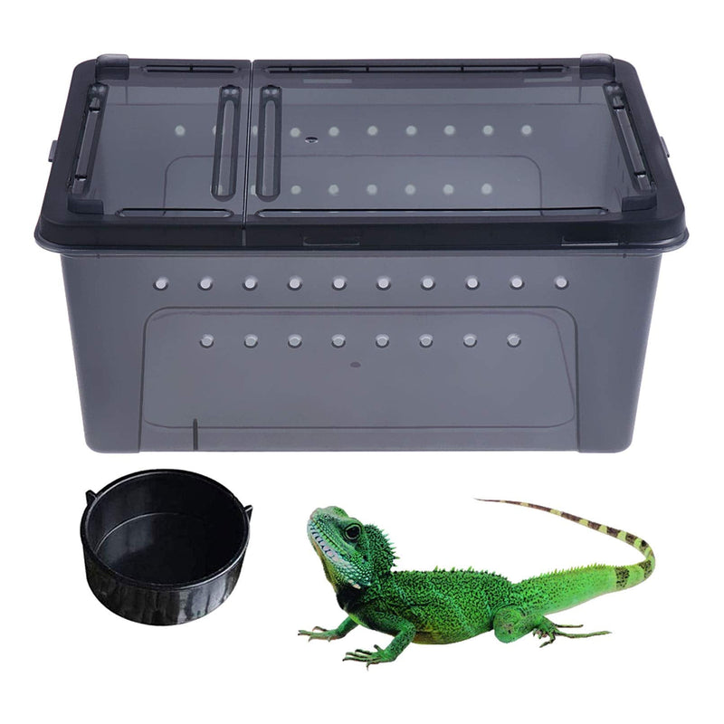 kathson Reptile Snake Feeding Box Breeding Hatching Container Lizard Tarantula Habitat Portable Transparent Plastic Mini Pet Houses for Spider Scorpion Gecko Black - PawsPlanet Australia