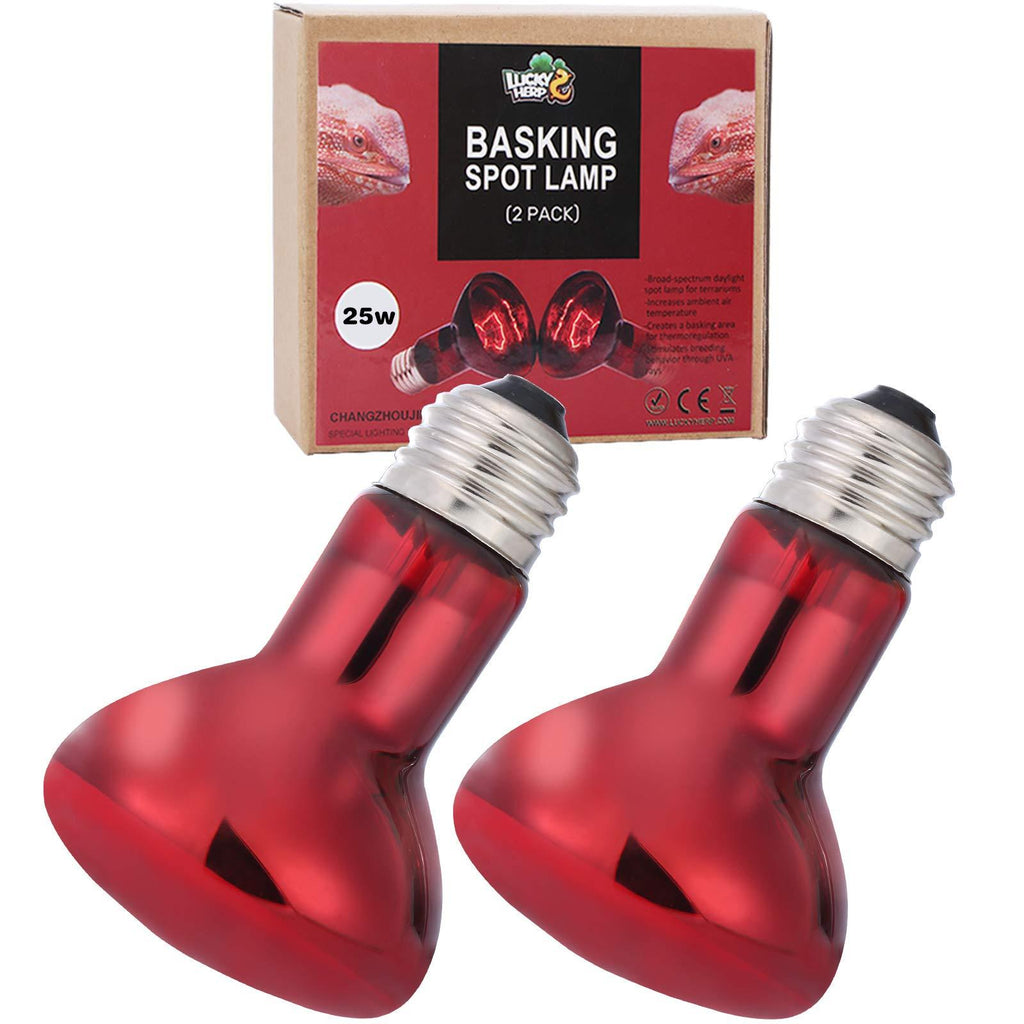 LUCKY HERP 2-Pack 25W Reptile Heat Bulb, Infrared Basking Spot Heat Lamp Bulbs for Reptiles, Amphibian, Chicks, Dog Heating Use - PawsPlanet Australia