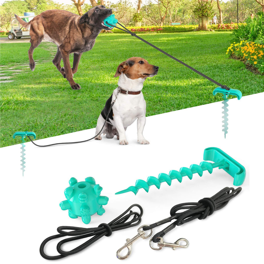 ANYPET Dog Tie Out Cable and Stake, Multi-Functional Dog Stake with Dog Chew Toy for Small, Medium, Large Dog, Yard, Park, Outdoors, Camping Blue - PawsPlanet Australia