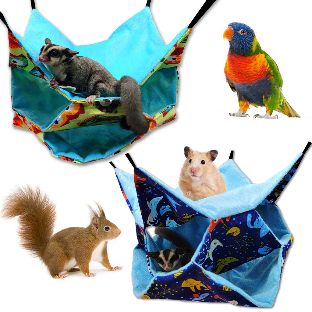 Small Animal Hanging Hammock,Ferret Rat Hammock Bed,Hamster Cage Accessories,3 Tier Pet Hammock Toy for Chinchilla,Parrot ,Guinea Pig,Ferret,Squirrel,Hamster Rat,Rabbit (2 Pack, A) 2 Pack - PawsPlanet Australia