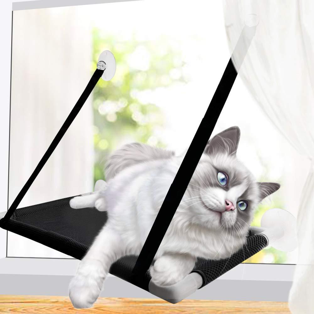 Cat Window Perch, Cat Hammock Window Seat, Breathable Mesh,Space Saving Window Mounted Cat Bed for Large Cats,4 Powerful Suction Cups Carry 20 Pounds - PawsPlanet Australia