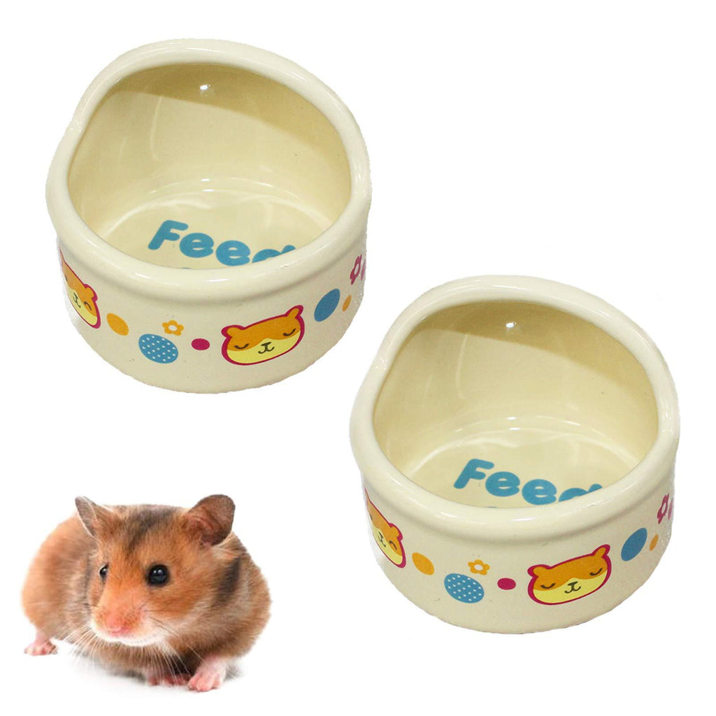 kathson Hamster Feeding Bowl,Ceramic Small Animal Dishes Food and Water Bowl for Small Rodents Gerbil Hamsters Mice Guinea Pig Hedgehog and Other Small Animals(2 pcs) - PawsPlanet Australia