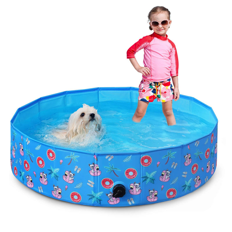 Toozey Dog Swimming Pool, Slip-Resistant Plastic Kiddie Pool, Portable PVC Foldable Dog Pool, Kiddie Pool for Dogs, Dog Pet Bath Pool for Small to Large Dogs S: 31.5" - PawsPlanet Australia