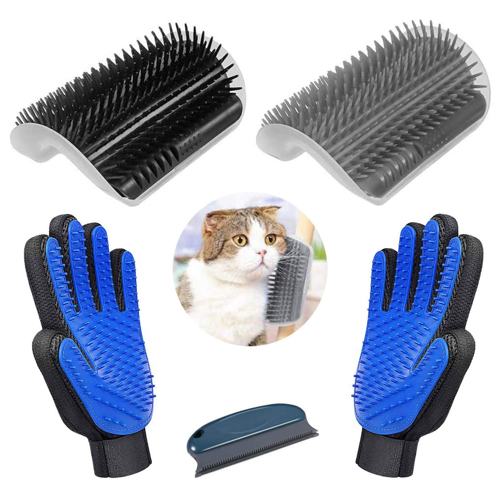 D-buy 5 Pack Cat Groomer Brush Set, Cat Self Groomers Corner Massage Combs with Catnip, Pet Grooming Mitts Brush Gloves for Short Long Fur Cats Puppy, Pet Hair Remover Brush Lint Remover - PawsPlanet Australia