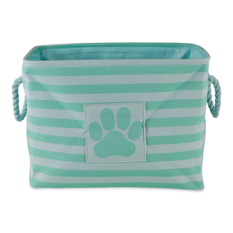 Bone Dry Pet Storage Collection Striped Paw Patch Bin, Small Rectangle, Aqua - PawsPlanet Australia