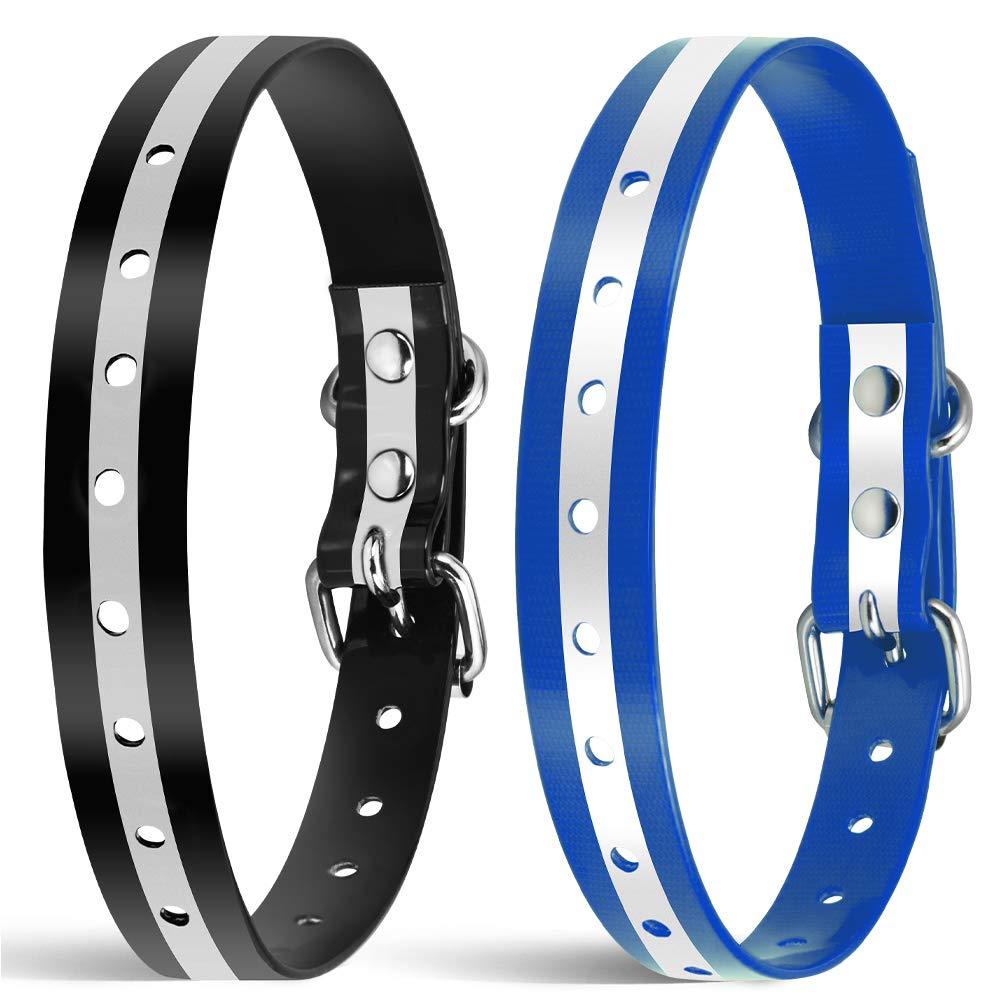 Paipaitek Collar Replacement Strap, Dog Shock Collar Replacement Strap Fits Most of Pet Fence and Bark Collars Receivers - Durable & Adjustable -2 Pack Black & Blue - PawsPlanet Australia