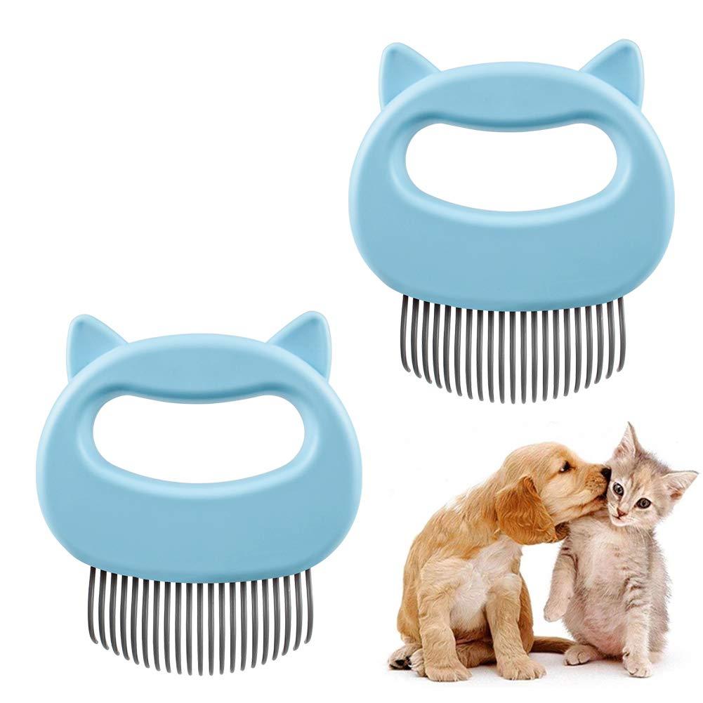 2 Pcs Cat Dog Comb Pet Hair Grooming Massage Comb, Cat Dog Hair Shedding Brush Pet Shell Comb for Removing Matted Tangled Fur and Loose Hair (Blue) Blue - PawsPlanet Australia