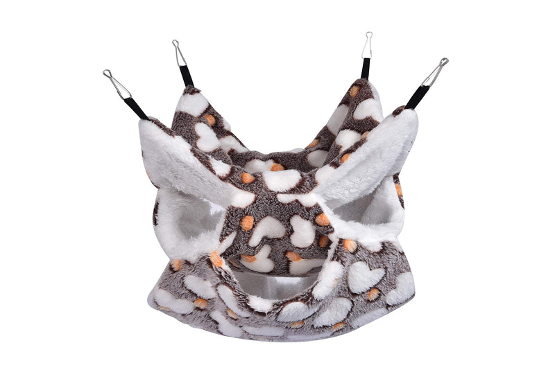 Petmolico Small Pet Cage Hammock, Warm Plush Triple BunkBed Hanging Hammock Cage Accessories for Parrot Sugar Glider Ferret Squirrel Hamster Rat Hideout Playing Sleeping Coffee Heart - PawsPlanet Australia