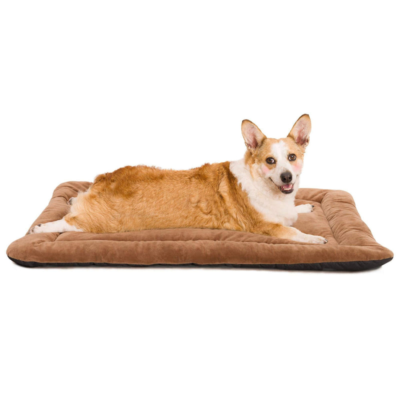 PEOPLE&PETS Dog Bed Mat Soft Crate Mat, Anti-Slip Pet Mattress, Machine Washable Dog Kennel Pad for Pets Sleeping (38'' x 26'', Brown) 38'' - PawsPlanet Australia