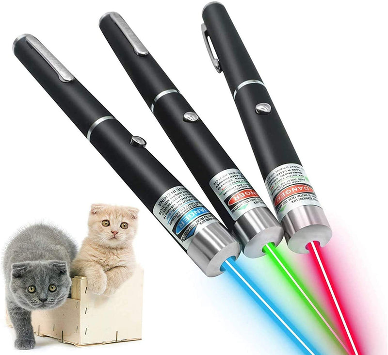 DOLOEDY 3 PCS Green Red Violet Long Range Laser Dot Clicker Toy Pen for Indoor Interactive Teaching, Outdoor Cat Toys Pointer, Puppy Kitten Lazer Toy, Bright Clicker for Dog Training Exercise - PawsPlanet Australia