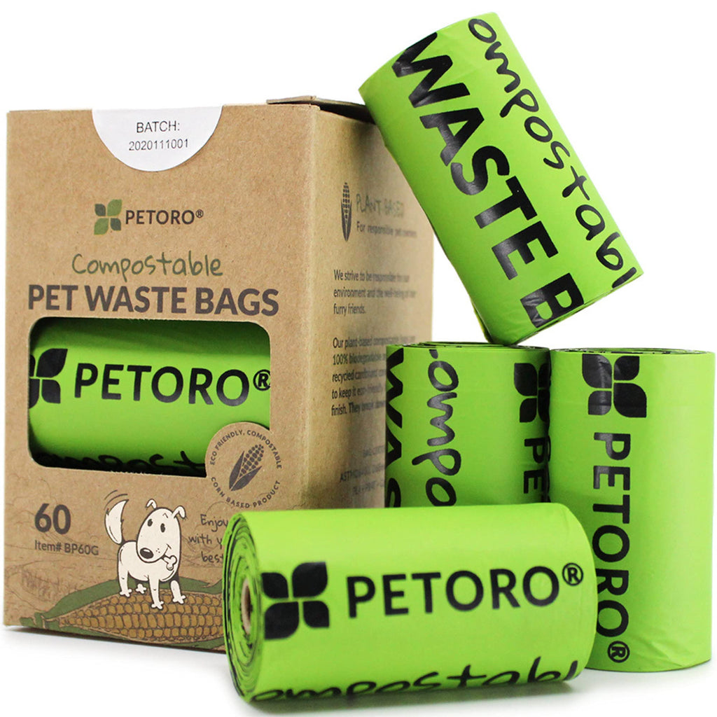Biodegradable Dog Poop Bags, Compostable Pet Waste Bags, Eco-Friendly, BPI-Approved, Plant-Based, Unscented, Premium Thickness, Durable, Leak Proof, Extra Large, Standard Size, 60 Count 60 Count (Pack of 1) - PawsPlanet Australia