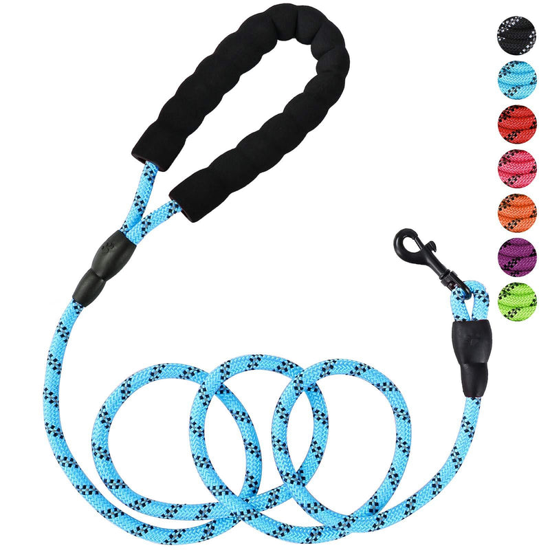 Petmegoo 5ft 1/3in Light Weight Strong Blue Dog Leash for Small Dogs & XSmall Dogs- Highly Reflective Durable Rope Puppy Leash with Soft Padded Anti-Slip Handle for Casual Walk(0~18lbs.) 1/3" x 5 FT Baby Blue - PawsPlanet Australia