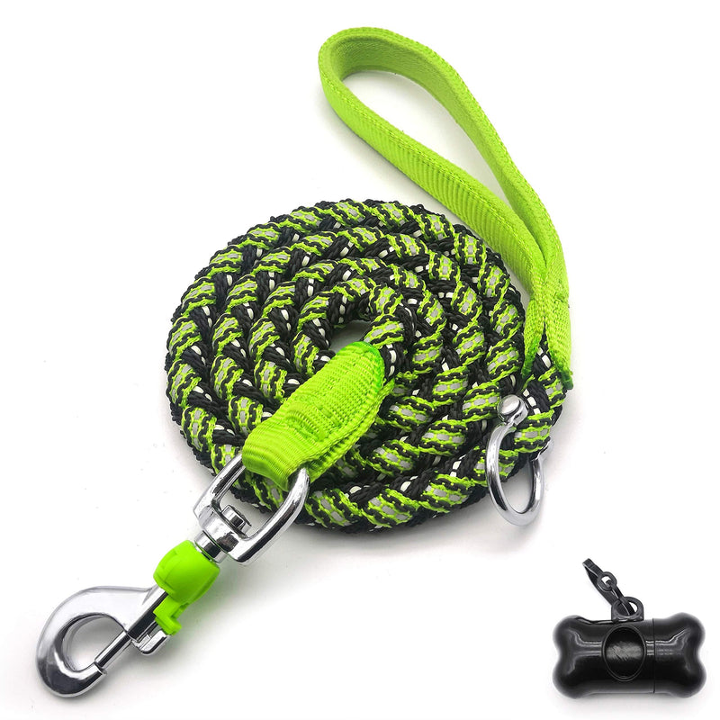 WZRUA 4FT Green Dog Leash Reflective Luminous Mountain Climbing Nylon Strong Dog Leash Training Leash for Small Medium and Large Dogs Walking Leash - PawsPlanet Australia