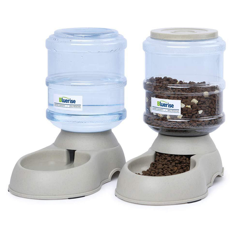 BLUERISE Automatic Dog Feeder Travel Supply cat Food Feeder and Water Dispenser Set 1 Gal x 2 Water Gravity pet Dog Water Fountain - PawsPlanet Australia