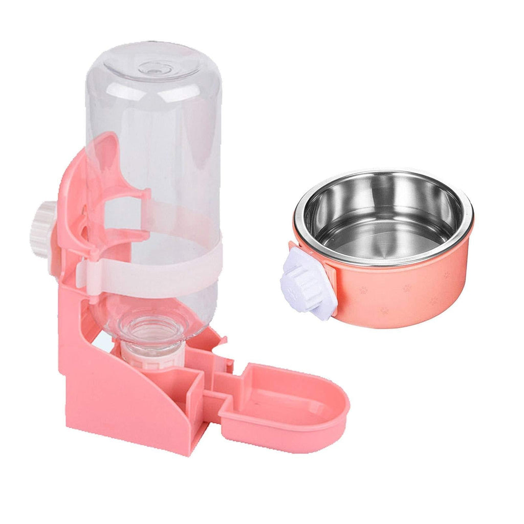 Kathson Rabbit Suspended Feeder Dispenser Hanging Water Fountain Automatic Bottle,Crate Bowl Removable Plastic Stainless Steel Pet Cage Coop Cup with Bolt Holder Set for Bunny Cat Dog and Other Animal - PawsPlanet Australia