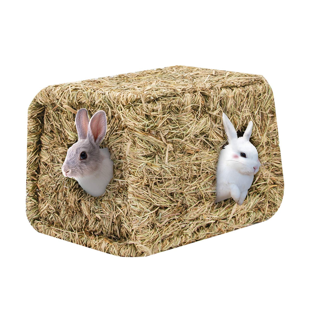 MYFAMIREA Grass House for Rabbits, Natural Foldable Hand Woven Seagrass Mat Bed Hay Toy Hut for Sleep and Play, Hideaway Hut Toy Rabbits, Guinea Pigs and Small Animals (1 PCS) - PawsPlanet Australia