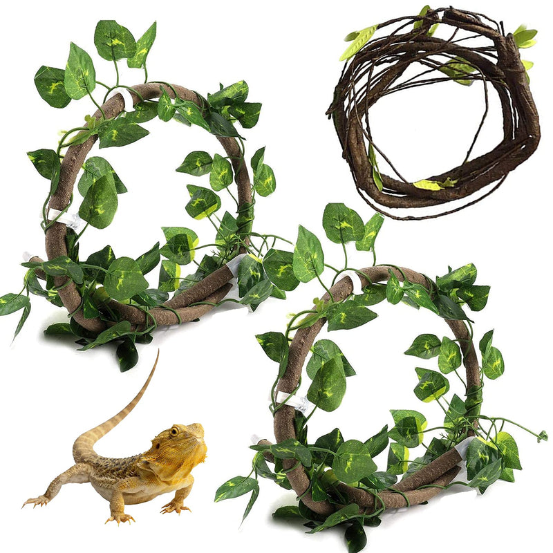 Reptile Bend-A-Branch Vines Flexible Leaves Pet Habitat Decor Climber Jungle Long Vines for Climbing Crested Gecko Lizard Frogs Snakes Chameleon 5 Pcs - PawsPlanet Australia