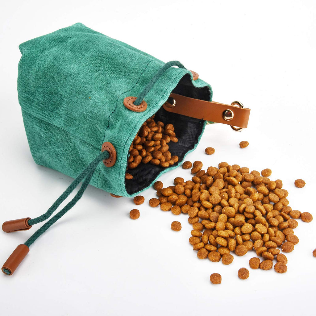 FANKUTOYS Dog Treat Bags Training Pouch Portable Dog Training Treats Bag Treat Tote Carry Kibble Snacks Toys for Training Reward Walking, Metal Clip, Waist Belt(Green) Green - PawsPlanet Australia