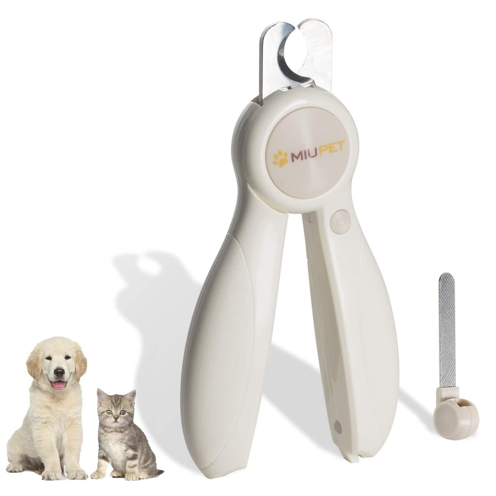 MIU PET Dog & Cat Nail Clippers with LED Light, Dog Trimmer with Hidden Nail File to Avoid Over-Cutting, Stainless Steel and Razor-Sharp Blades, Home Grooming Tool for Small Medium Size Dogs and Cats - PawsPlanet Australia