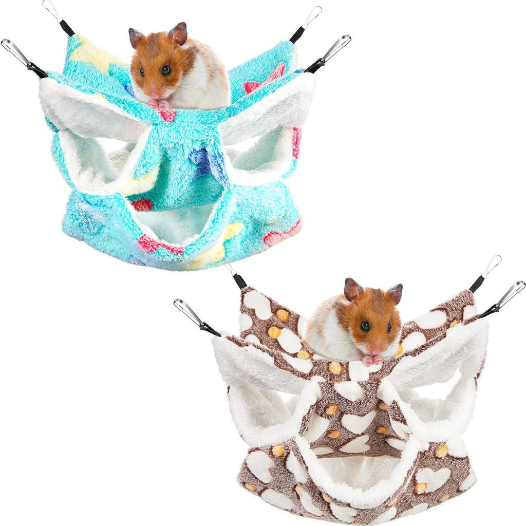 2 Pieces Small Pet Cage Hammock Small Animal Hanging Hammock Triple-Layer Sugar Glider Hammock Warm Plush Cage Hammock Bed Pet Cage Accessories for Guinea Pig Parrot Ferret Hamster Rat Play and Sleep - PawsPlanet Australia