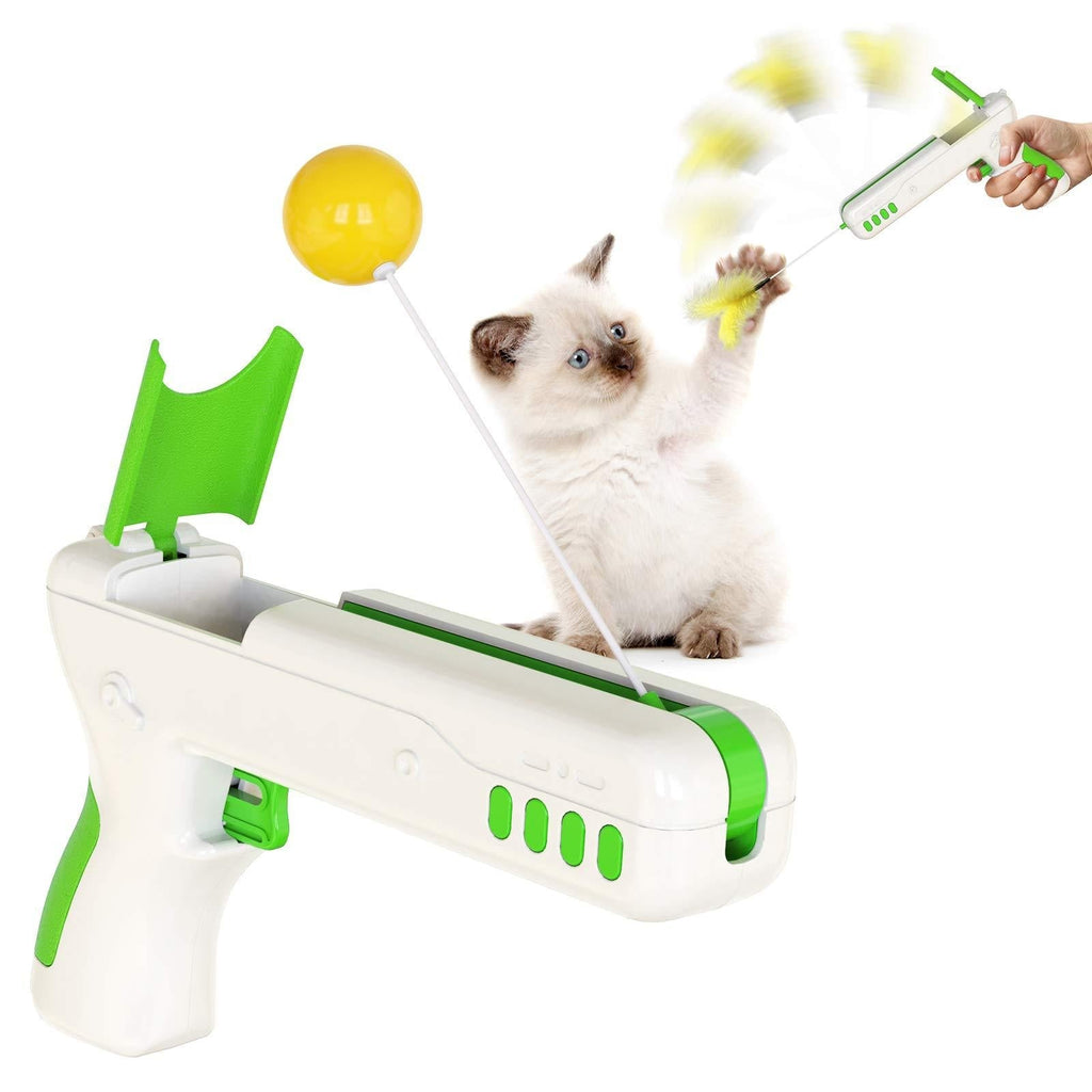 Cat Toys Interactive Feather Ball Balance Gun green - PawsPlanet Australia