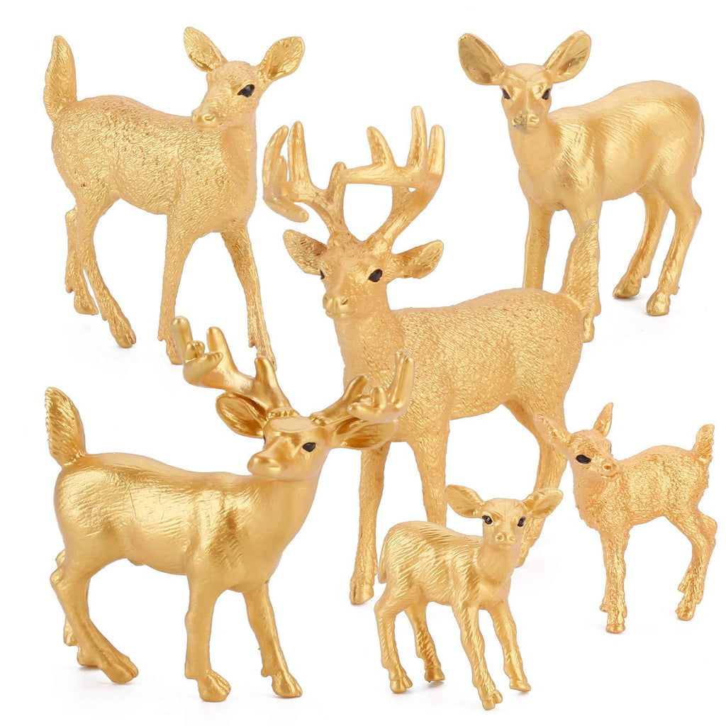 6 PCS Realistic Golden Wild Animal Model Figure White-tailed Deer Figurine Collection Party Favors Supplies Desktop Decoration Cake Toppers Set Cognitive Toys for 5 6 7 8 Years Old Boys Girls Kid Toddlers - PawsPlanet Australia
