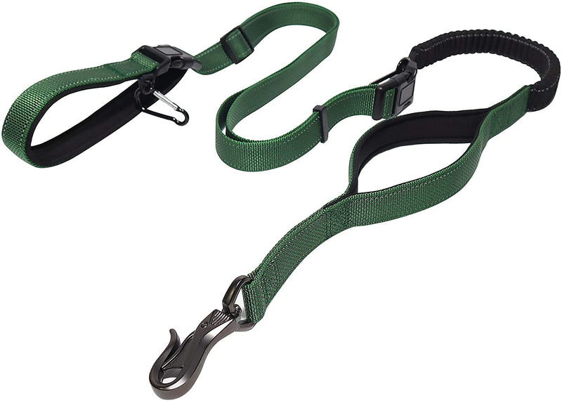 5-8Ft Dog Leash 6-in-1 Multifunctional Heavy Duty Leash with Soft Padded Traffic Handle and Highly Reflective Threads, Shock Absorbing Bungee Leash Rope with Car Seat Belt for Medium and Large Dogs Army Green - PawsPlanet Australia