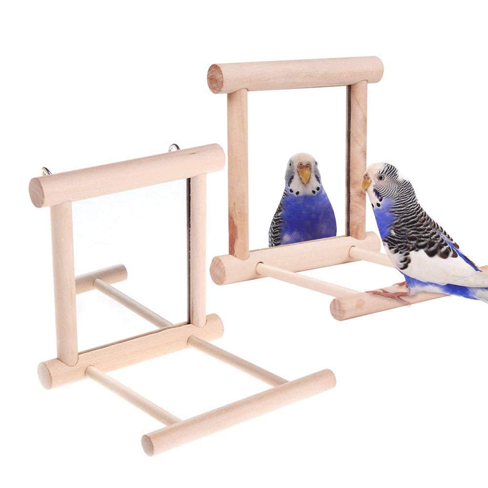 Lemengtree Bird Mirror,Bird Swing Parrot Cage Toys Swing Hanging Play with Mirror for Small Birds Greys Parakeet Cockatoo Cockatiel Conure Lovebirds Canaries Little Macaw African Parrot 2pc - PawsPlanet Australia