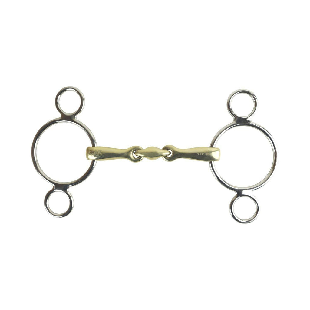 AK 3-Ring Gag with Double Jointed German Silver Horse Riding Bits AKRS-2635 (5.50'', German-Silver) 5.50'' - PawsPlanet Australia