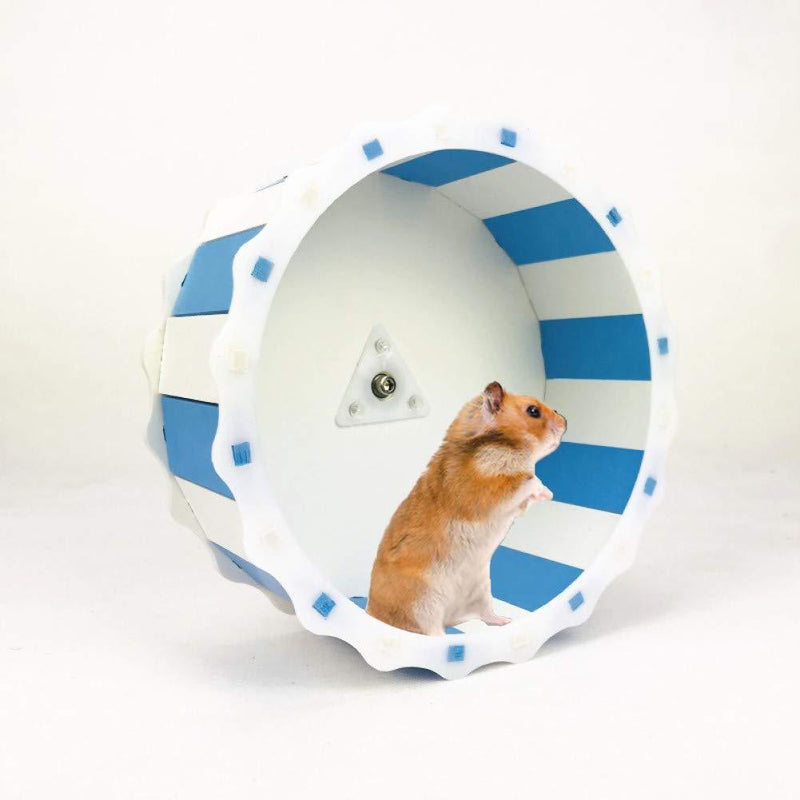 LKJYBG 19cm Exercise Wheel for Small Animals - PVC Silent Spinner Non Slip Running Wheel for Hamsters Hedgehogs Small Pets Exercise Wheel Blue-White - PawsPlanet Australia