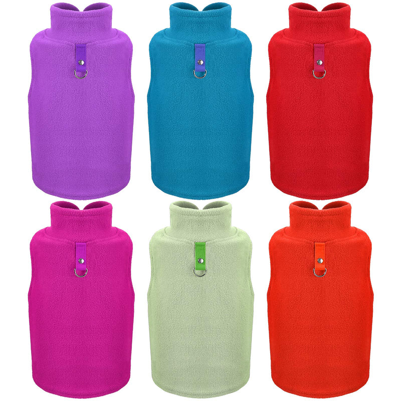 6 Pieces Dog Fleece Vest Dog Pullover Warm Dog Jacket Cold Weather Pet Sweater with Leash Ring Cozy Dog Clothes for Small Cats Dogs Bright Colors S - PawsPlanet Australia