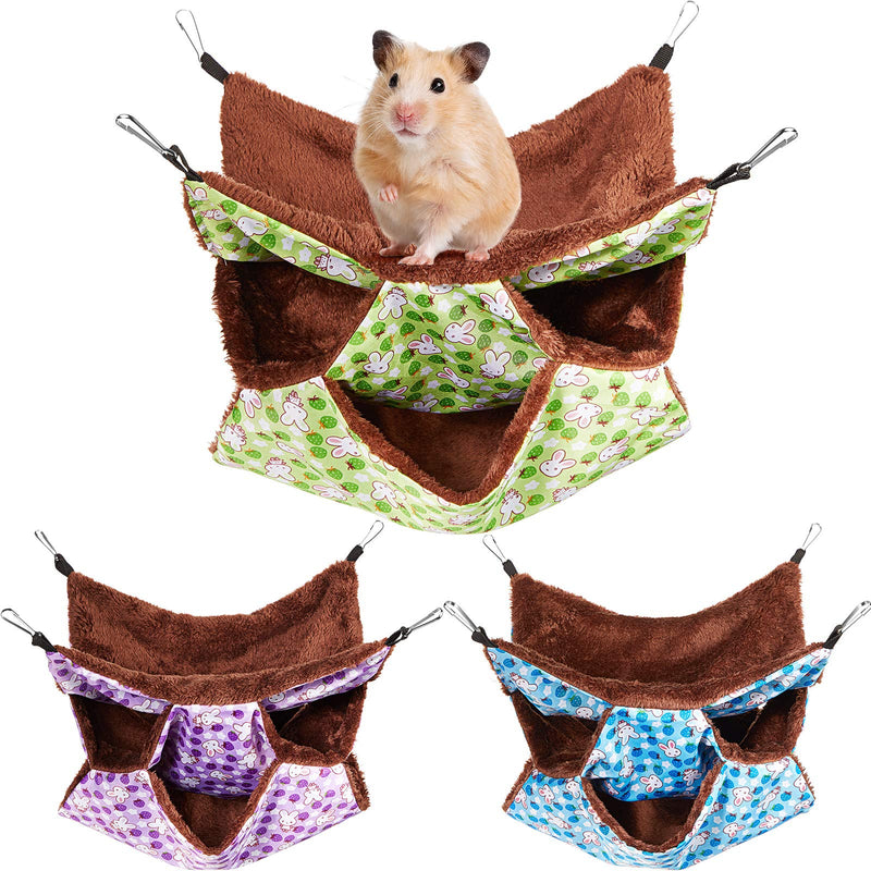 3 Pieces Small Pet Cage Hammock Small Animal Hanging Hammock 3 Tier Pet Hanging Bed Small Animal Cage Accessories Bedding for Hamster Parrot Sugar Glider Ferrets Rat Chinchilla Playing and Sleeping - PawsPlanet Australia