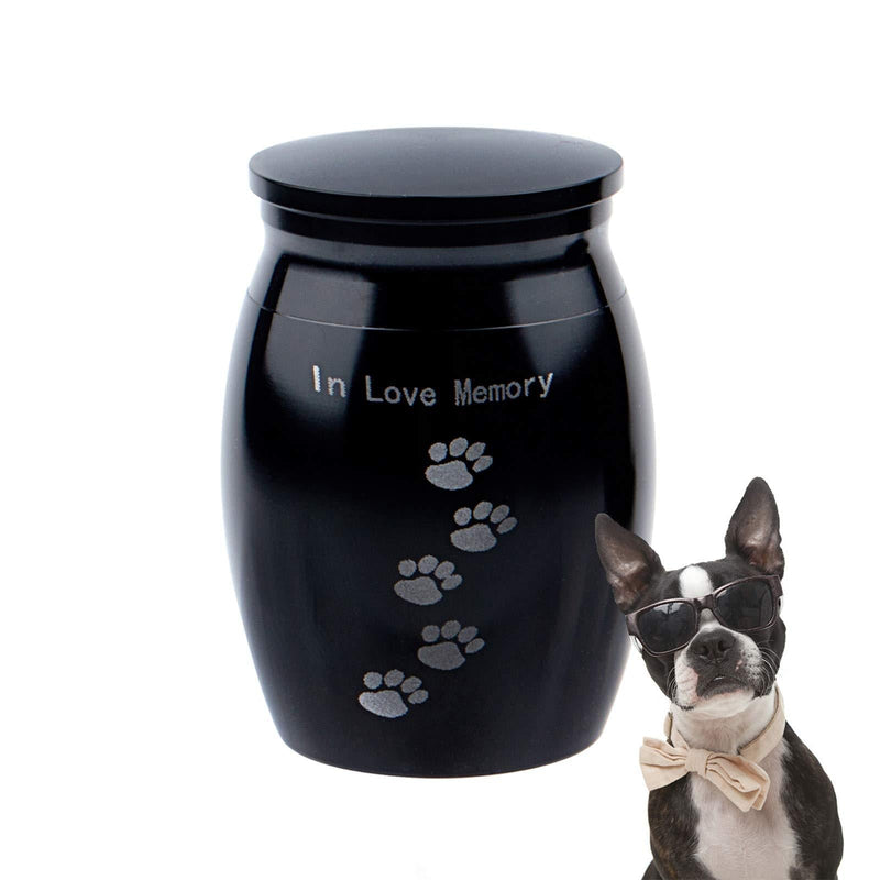 Broadsheet Mini Urns for Human Ashes, Pet Urns for Dogs Ashes, Metal Keepsake Urns for Human Ashes, Dog Urns for Ashes, Not Forgotten You Left Paw Prints on My Heart (Black) - PawsPlanet Australia