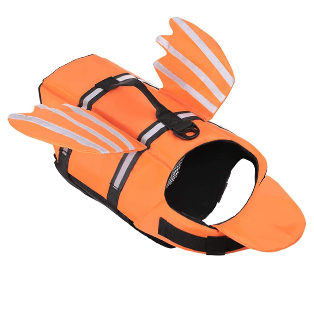 AOFITEE Dog Life Jacket Pet Life Vest, Reflective Safety Doggy Lifesaver Preserver with Lovely Wings and Rescue Handle, Ripstop Swimming Vest for Small Medium and Large Dogs (Orange S) Orange - PawsPlanet Australia