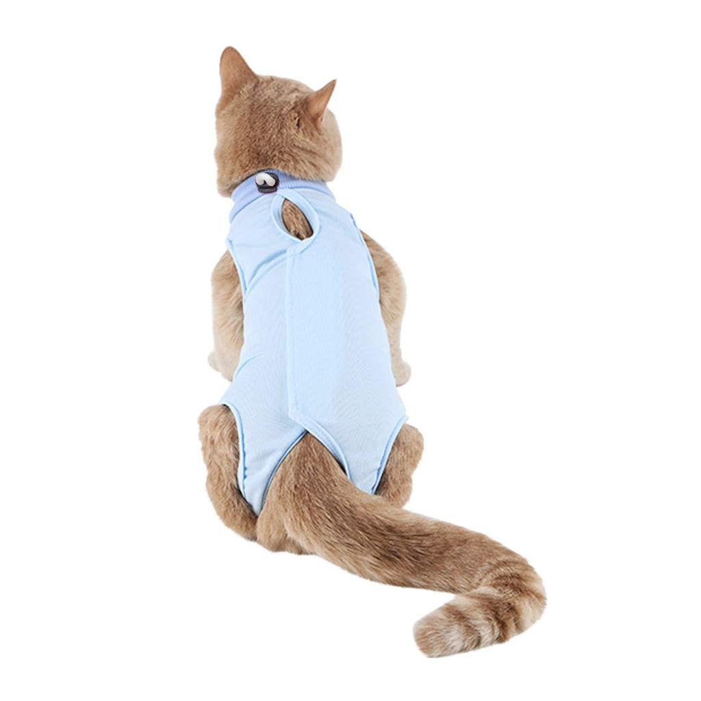 TORJOY Cat Professional Surgical Recovery Suit for Abdominal Wounds Skin Diseases,Breathable E-Collar Alternative Cotton Surgery Shirt for Cats and Dogs S(11-13.3in Chest, 2.2-4.4lbs) Blue - PawsPlanet Australia