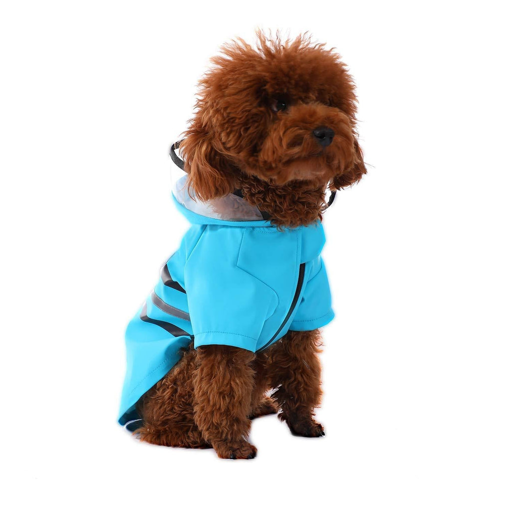 Wizland Dog Raincoat Dog Rain Jacket with Hood Lightweight Waterproof Jacket X-Small to XX-Large Dogs and Puppies(Blue,L) Large Blue - PawsPlanet Australia