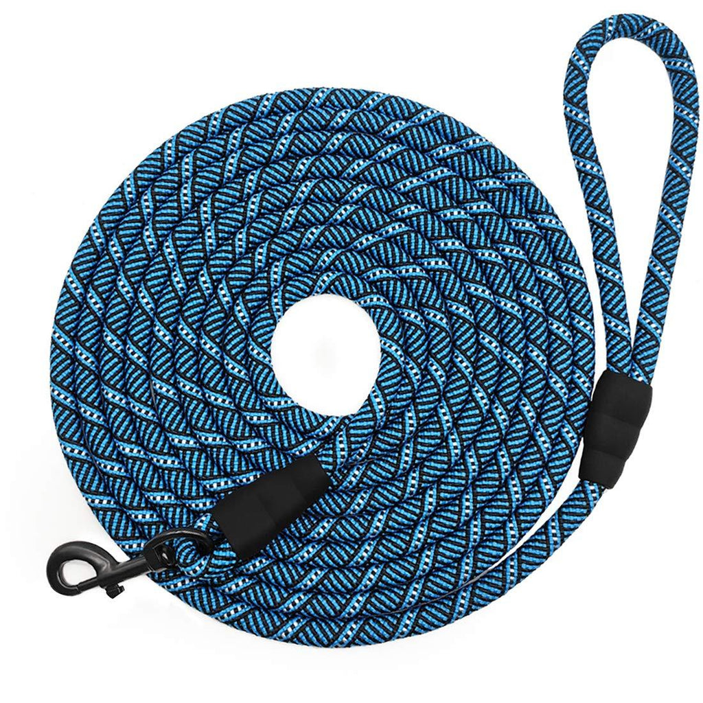 MayPaw Long Dog Leash, 15ft, 20ft, 30ft, 50ft, 75ft, 100ft Training Leash, Nylon Rope Dog Lead Great for Small Medium Dogs Walking, Hiking, Camping, Hunting, Recall Training. 15ft*1/3" black blue - PawsPlanet Australia