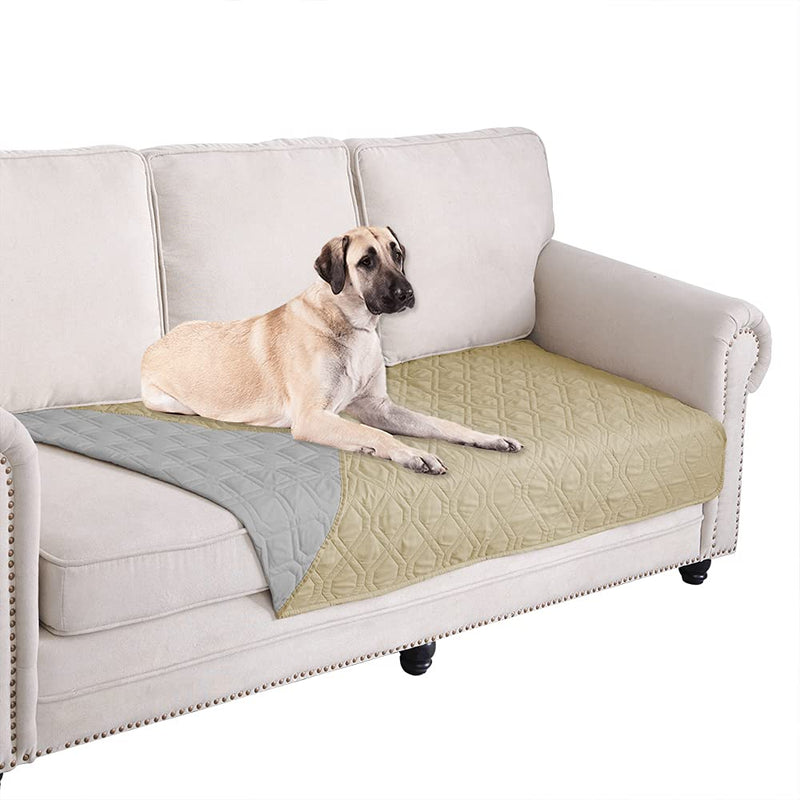 Ameritex Waterproof Dog Bed Cover Pet Blanket for Furniture Bed Couch Sofa Reversible 30x70 Inch (Pack of 1) Beige+lightgrey - PawsPlanet Australia