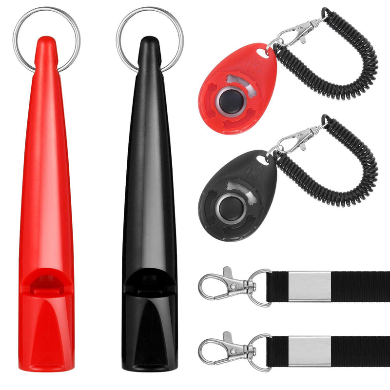 4pcs Dog Clicker and Whistle Set, Training Whistle High Pitch Pet Training Clickers Tools with Wrist Strap and Lanyard for Dog - PawsPlanet Australia