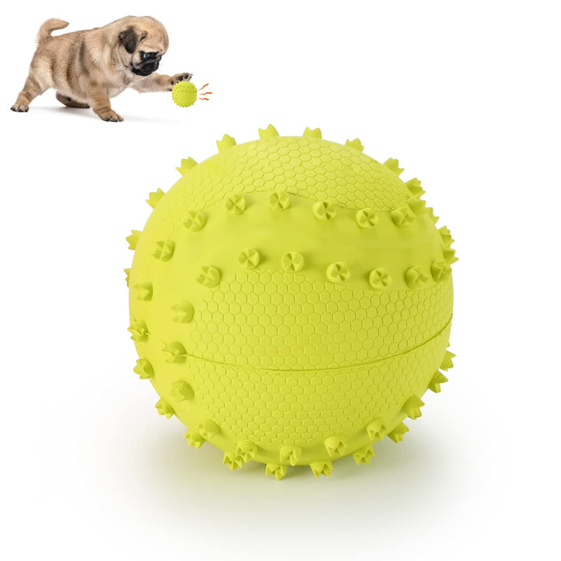 Dog Toy Ball Squeaky, Durable Natural Rubber Dog Toys for Aggressive Chewers, Interactive Dog Toys Training and Cleaning Teeth for Small Medium Dog (Green) Green-2.6in - PawsPlanet Australia