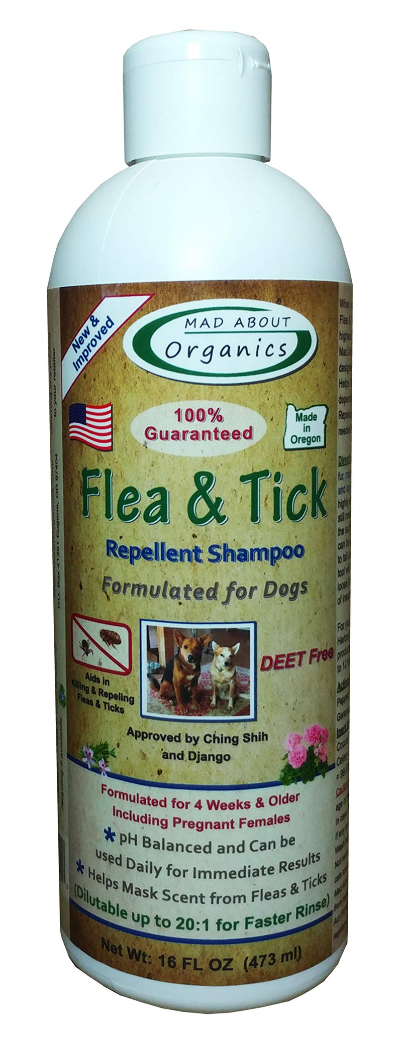 Mad About Organics Flea and Tick Repellent Shampoo Formulated for Dogs 16oz - PawsPlanet Australia