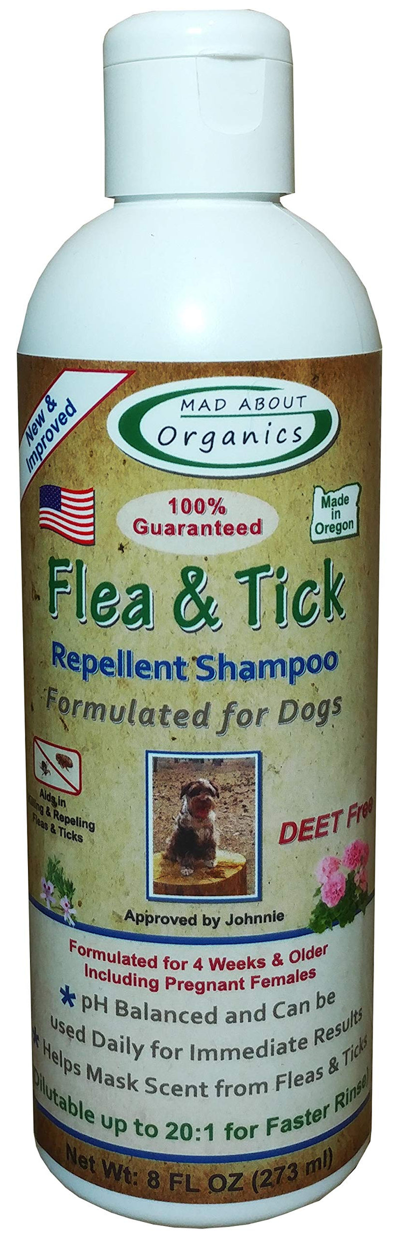 Mad About Organics Flea and Tick Repellent Shampoo Formulated for Dogs 8oz - PawsPlanet Australia